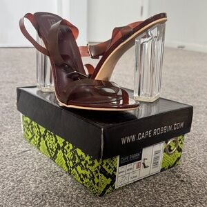 Cape Robbin Clear Block Brown Heels